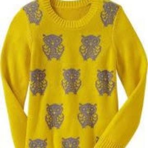 Girls 8 old navy yellow owl sweater